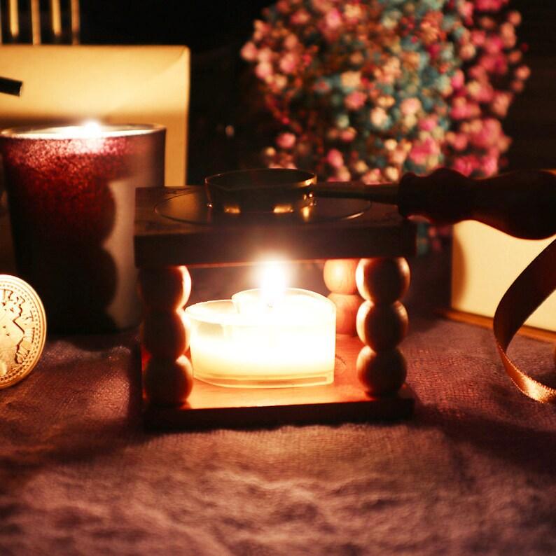 Beech Wax Sealing Melting Stove, Wax Melting Furnace Tool Set, Wax Melter, Wax Melting Pot, Brass Wax Melting Spoon, Candle. - wreathloveco