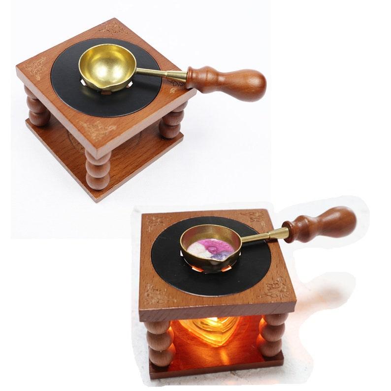 Beech Wax Sealing Melting Stove, Wax Melting Furnace Tool Set, Wax Melter, Wax Melting Pot, Brass Wax Melting Spoon, Candle. - wreathloveco