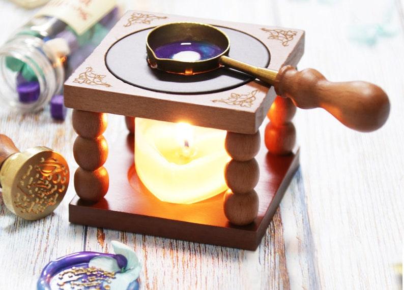 Beech Wax Sealing Melting Stove, Wax Melting Furnace Tool Set, Wax Melter, Wax Melting Pot, Brass Wax Melting Spoon, Candle. - wreathloveco