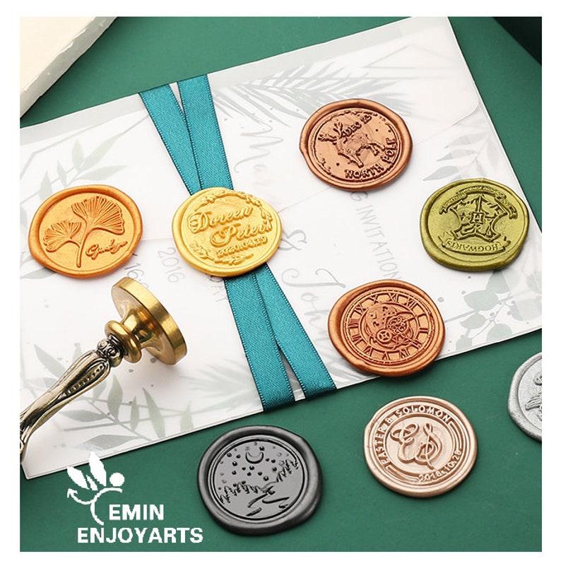 Personalized Wax Seal Stamp Kit,Custom Wax Seal Stamp with Size and Shape Option Personalized, Wedding Invitation Wax Stamp Kit - wreathloveco