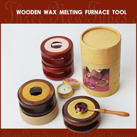 Wooden Wax Sealing Melting Stove, Wax Melting Furnace Tool Set, Wax Melter, Wax Melting Pot, Brass Wax Melting Spoon, Candle. - wreathloveco