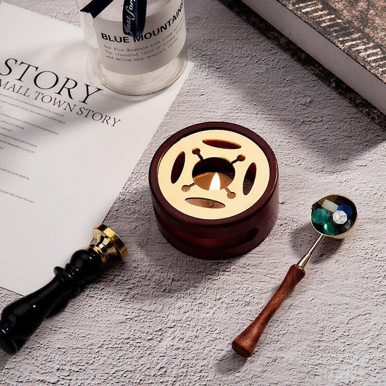 Beech Wax Sealing Melting Stove, Wax Melting Furnace Tool Set, Wax Melter, Wax Melting Pot, Brass Wax Melting Spoon. - wreathloveco