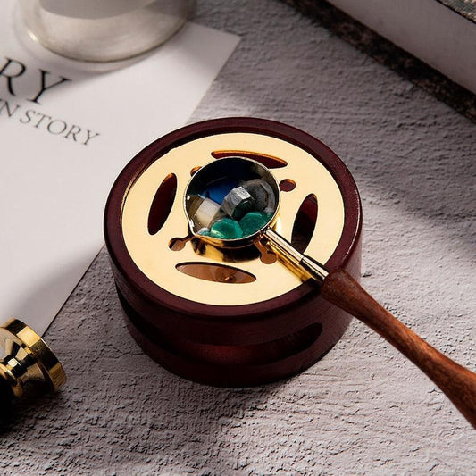 Beech Wax Sealing Melting Stove, Wax Melting Furnace Tool Set, Wax Melter, Wax Melting Pot, Brass Wax Melting Spoon. - wreathloveco