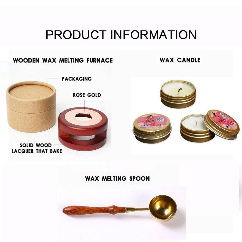Wooden Wax Sealing Melting Stove, Wax Melting Furnace Tool Set, Wax Melter, Wax Melting Pot, Brass Wax Melting Spoon, Candle. - wreathloveco