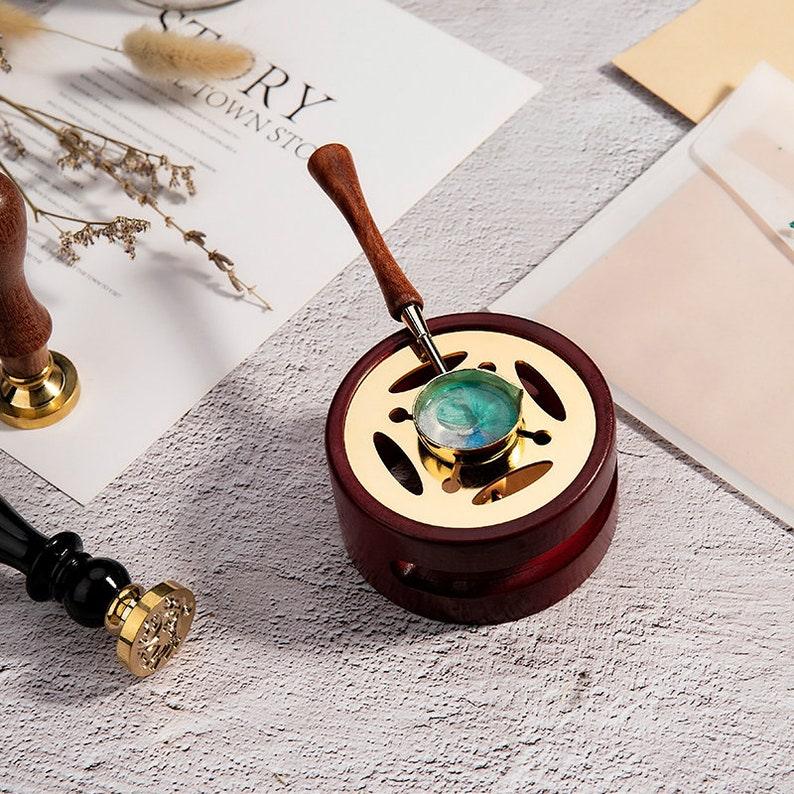 Beech Wax Sealing Melting Stove, Wax Melting Furnace Tool Set, Wax Melter, Wax Melting Pot, Brass Wax Melting Spoon. - wreathloveco