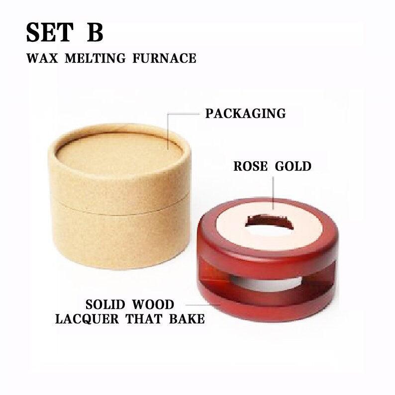 Wooden Wax Sealing Melting Stove, Wax Melting Furnace Tool Set, Wax Melter, Wax Melting Pot, Brass Wax Melting Spoon, Candle. - wreathloveco