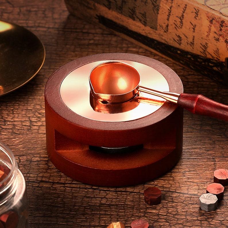 Beech Wax Sealing Melting Stove, Wax Melting Furnace Tool Set, Wax Melter, Wax Melting Pot, Brass Wax Melting Spoon. - wreathloveco