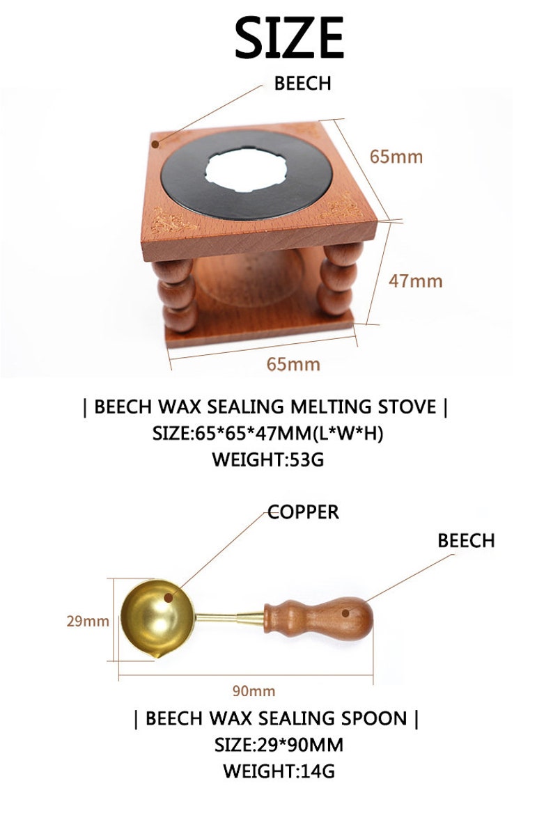 Beech Wax Sealing Melting Stove, Wax Melting Furnace Tool Set, Wax Melter, Wax Melting Pot, Brass Wax Melting Spoon. - Image 4